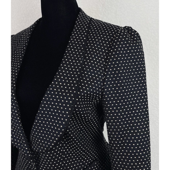 (VTG) NANETTE LEPORE •  Black Embroidered Dot Pattern Wool Blazer - Picture 11 of 16